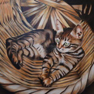Dipinto “Gatto con Cesta” di Nghenga’