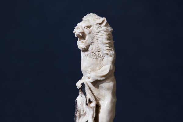 Scultura "A Stunning lion carving from deer antler with custom stand" - immagine 7