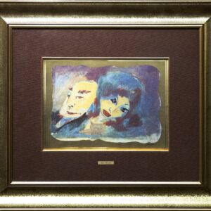 Dipinto “Coppia con Capelli Blu” di Mino Maccari