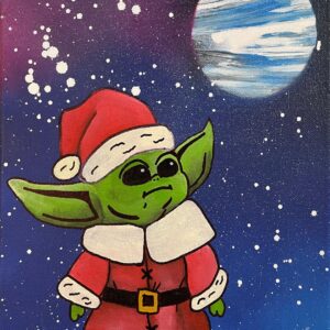 Dipinto "Natale - Baby Yoda" di Silvana Marrapodi